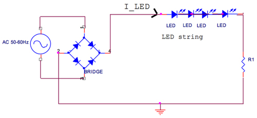 Simple LED full wave rectifier driver 簡易的 LED 全波整流器驅動器